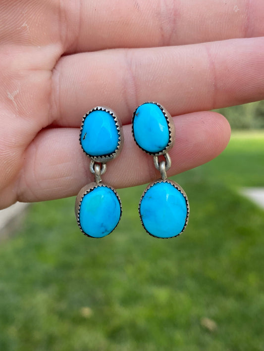 Sleeping Beauty Turquoise Stud Dangle Earrings